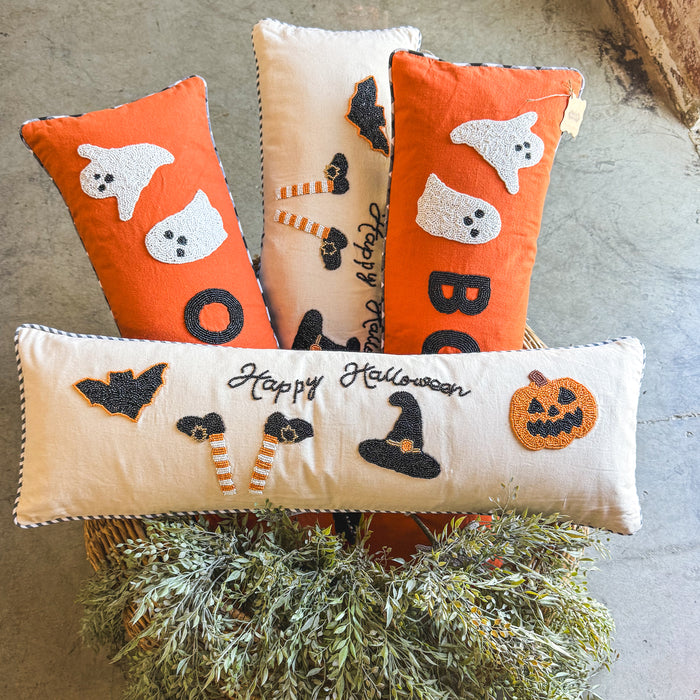 Happy Halloween Beaded Lumbar Pillow