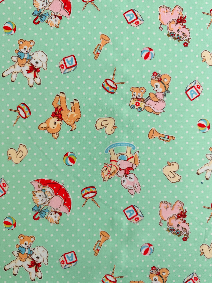 Happy Message 30's - Happy Baby Animals - Green - Atsuko Matsuyama - Sojitsu
