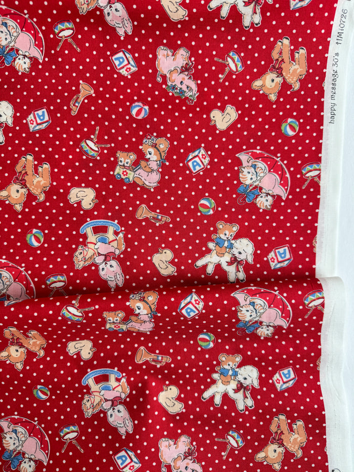 Happy Message 30's - Happy Baby Animals - Red - Atsuko Matsuyama - Sojitsu
