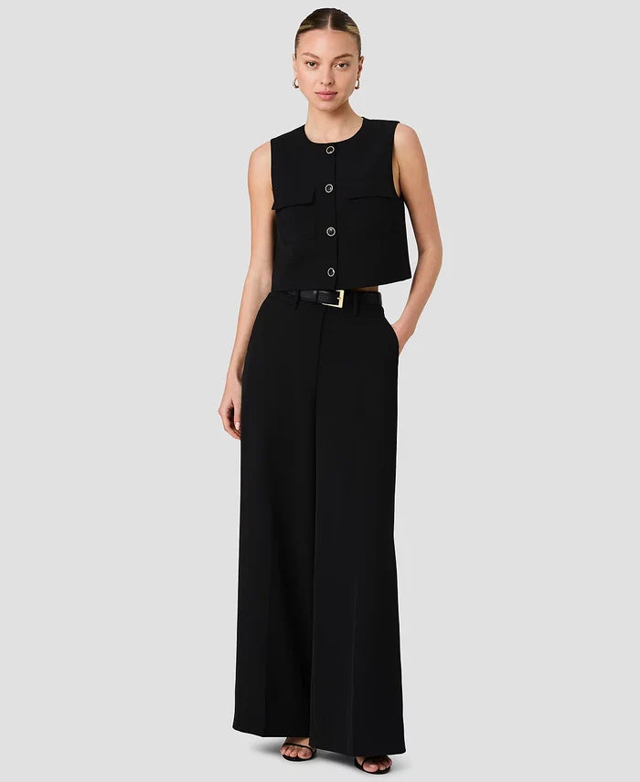 Harry Suiting Sleeveless Boxy Top-Black
