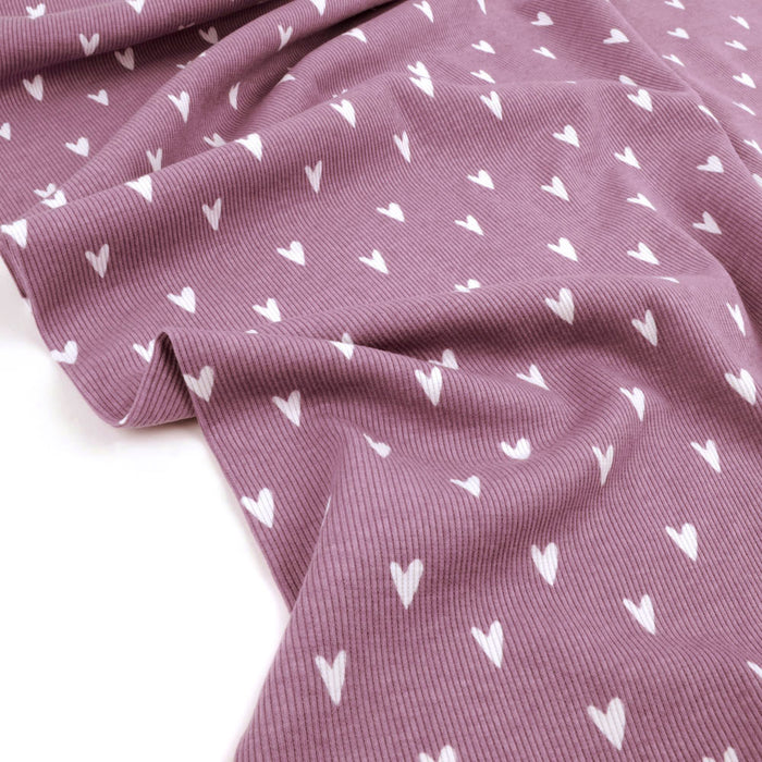 Hearts Mauve Organic Ribbed Knit