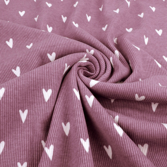 Hearts Mauve Organic Ribbed Knit
