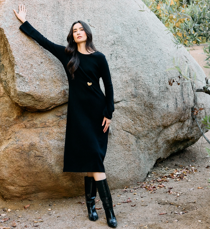 Hjarta Midi Dress-Black
