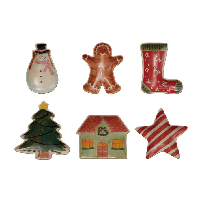 Hand-Painted Stoneware Holiday Shaped Dish, 6 Styles