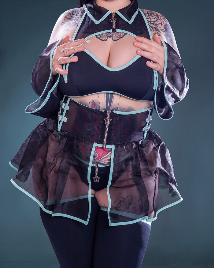 Hologram Heart - Mesh Babydoll Cyber Girl Lingerie Dress