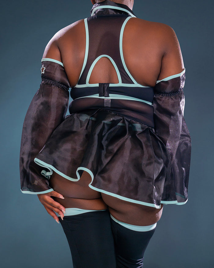 Hologram Heart - Mesh Babydoll Cyber Girl Lingerie Dress