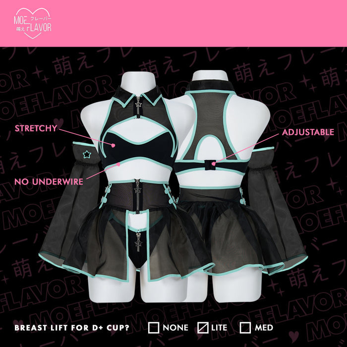 Hologram Heart - Mesh Babydoll Cyber Girl Lingerie Dress