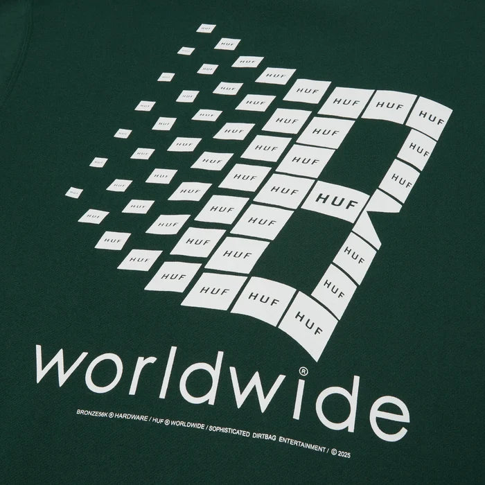 HUF X BRONZE56K - CREWNECK FOREST GREEN