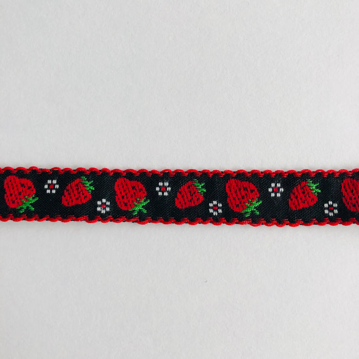 Strawberry Print - Red Strawberry on Black Tape