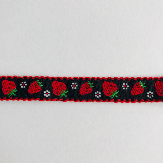 Strawberry Print - Red Strawberry on Black Tape