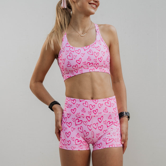pink hearts bike shorts