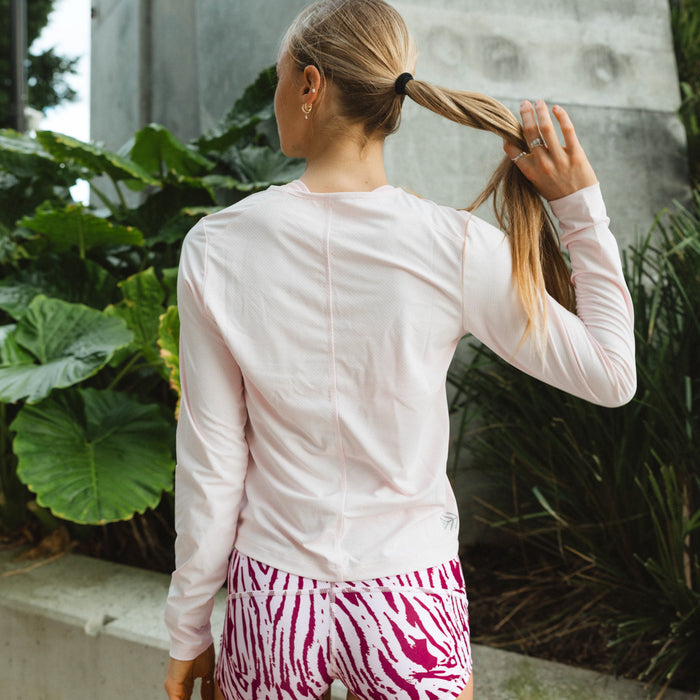 long sleeve pink running top