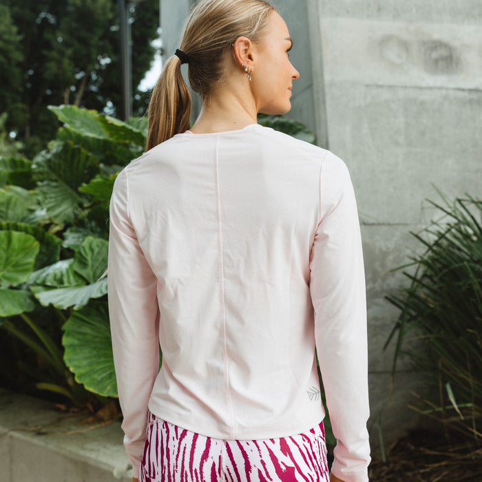 long sleeve pink running top