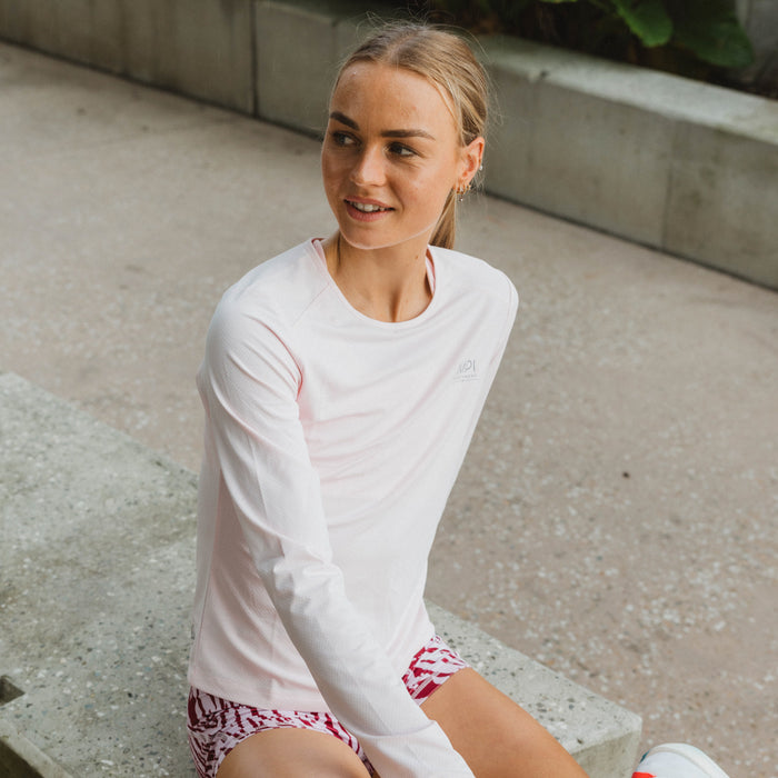 long sleeve pink running top