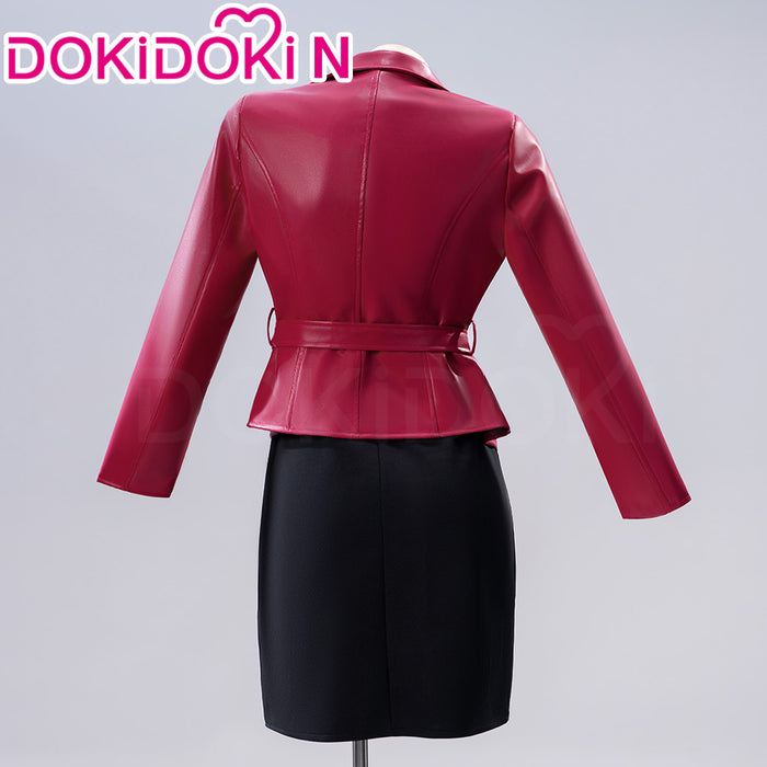 【In Stock】【Size S-2XL】DokiDoki-N Game Cosplay Red Leather Jacket Black Dress Costume Halloween