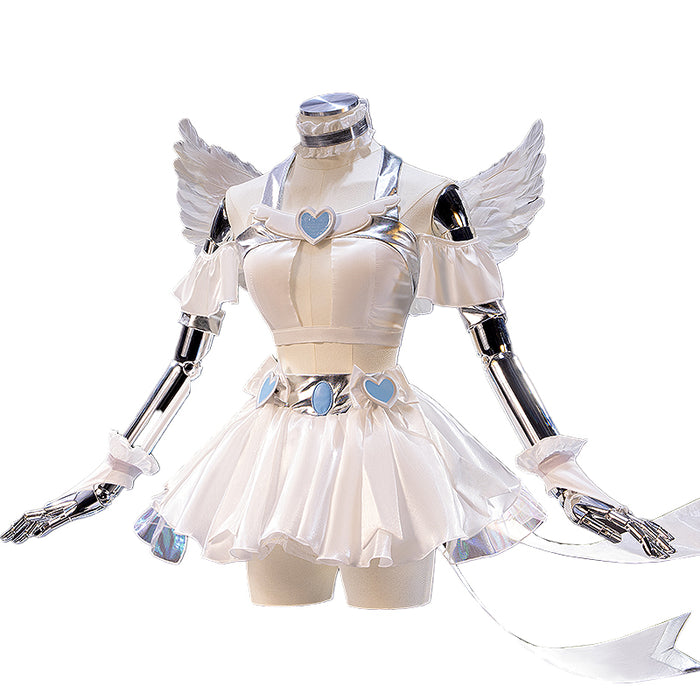 【In Stock】【Size XS-3XL】DokiDoki-N Anime Cosplay Costume White Dress Blue Heart White Angel