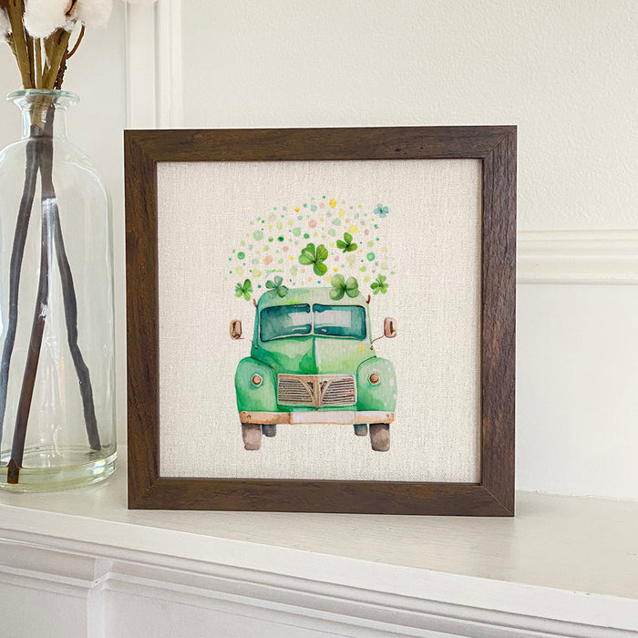 Irish Farm Truck with Clovers - Framed Sign
