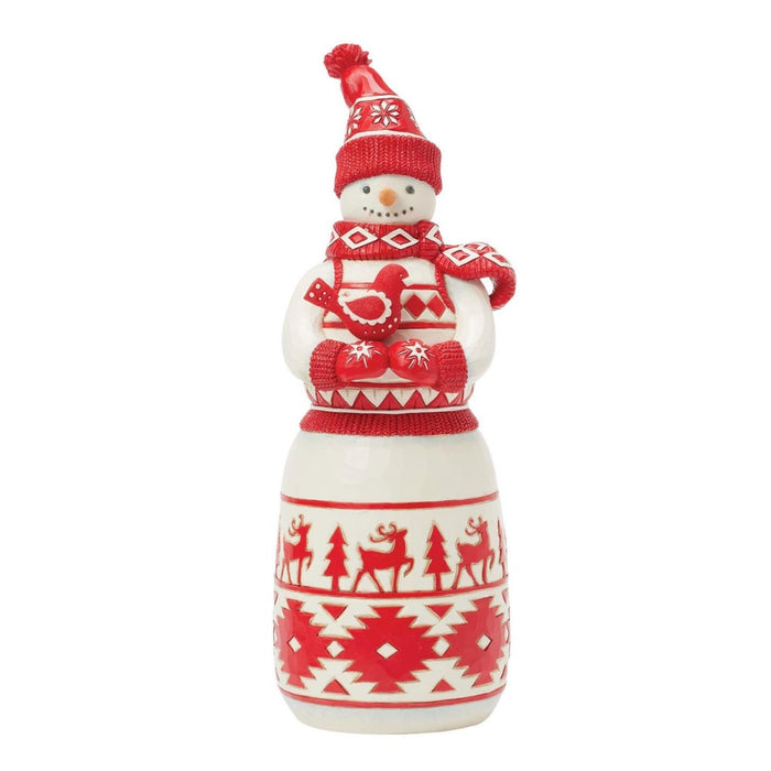 Jim Shore Nordic Noel Snowman With Cardinal Figurine