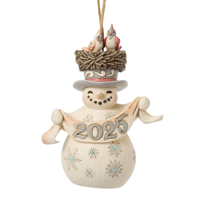 Jim Shore White Woodland 2025 Snowman Ornament