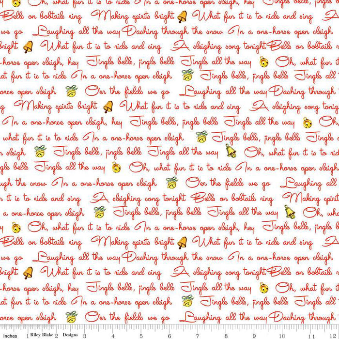 Jingle Bells - Jingle Bells Lyrics - White - Lindsay Wilkes (Cottage Mama) - Riley Blake Designs