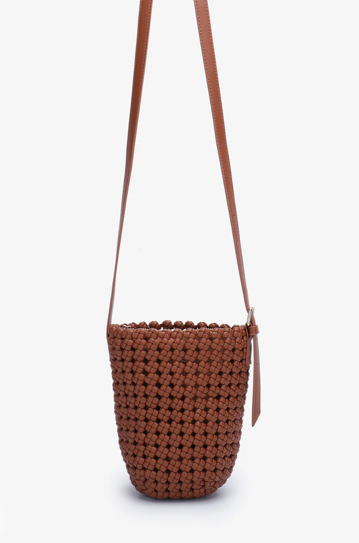 Kalani Woven Bucket Bag Mini - Brown