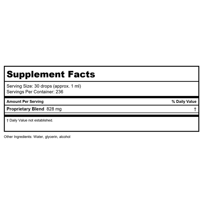 Kan Herb Gentle Warriors Quiet Calm 1 Ounce - Supplement Facts panel