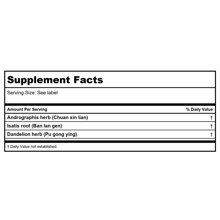 Kan Herb Traditional Antiphlogistic Formula 1 Ounce - Supplement Facts panel