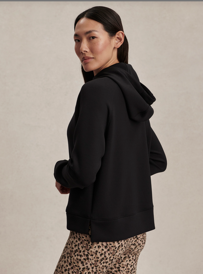 Karo Half Zip Mid-Layer Hoodie-Black