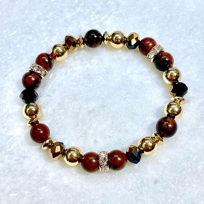 Mahogany Jasper & Gold Hematite Stretch