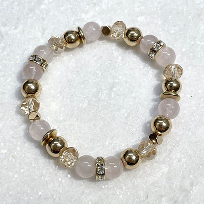 Rose Quartz & Gold Hematite Stretch