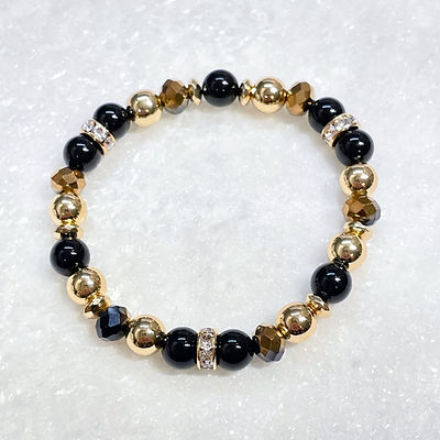 Black Onyx & Gold Hematite Stretch