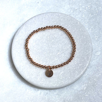 4mm Rose Gold Plated/Heart Charm Stretch