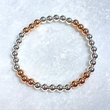 Silver & Rose Gold 6mm Beads Stretch