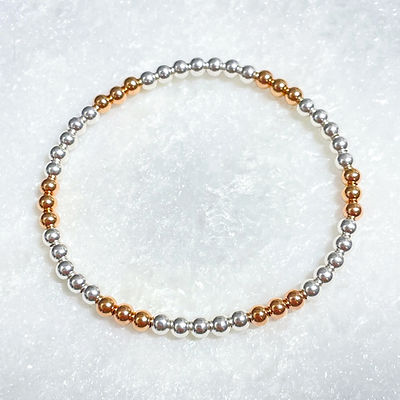 Silver & Rose Gold 4mm Beads Stretch