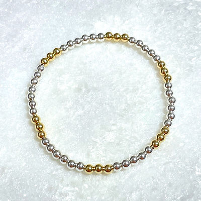 Silver & Gold 4mm Beads Stretch