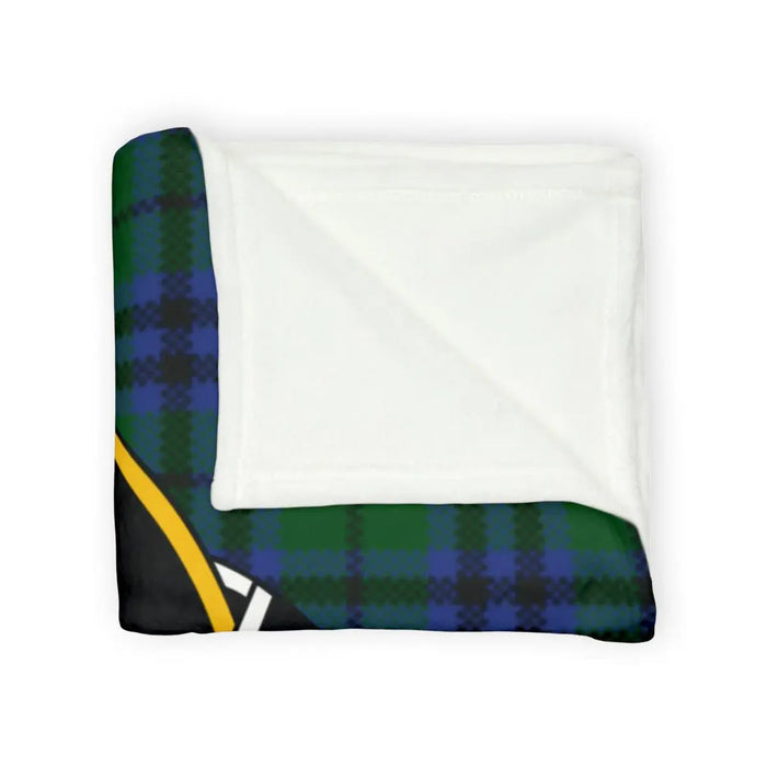 White reverse of Keith printed throw with patterned edge