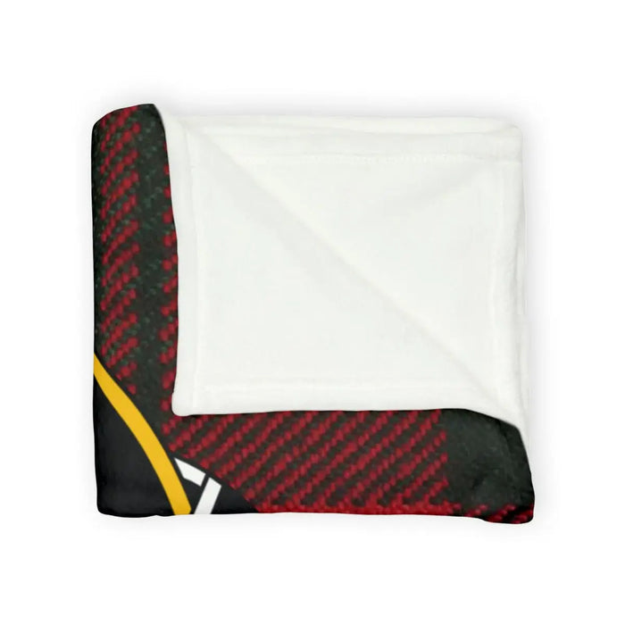White reverse of Kerr printed throw with patterned edge