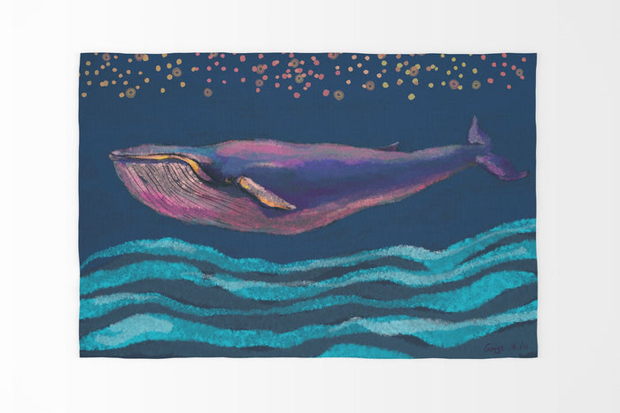 Kids Rug, Large Area Rug, Thick Carpet, Rectangle Area Rug, Multi Color, Blue Whale, Ethnic Rug, Home Decor Rug, Made In Usa, Flat Woven Rug