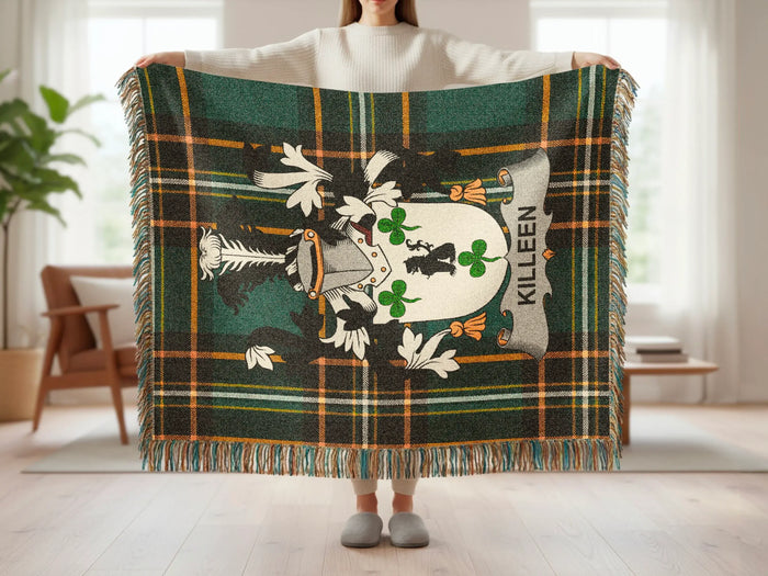 Killeen family crest tartan woven blanket shown at full scale.