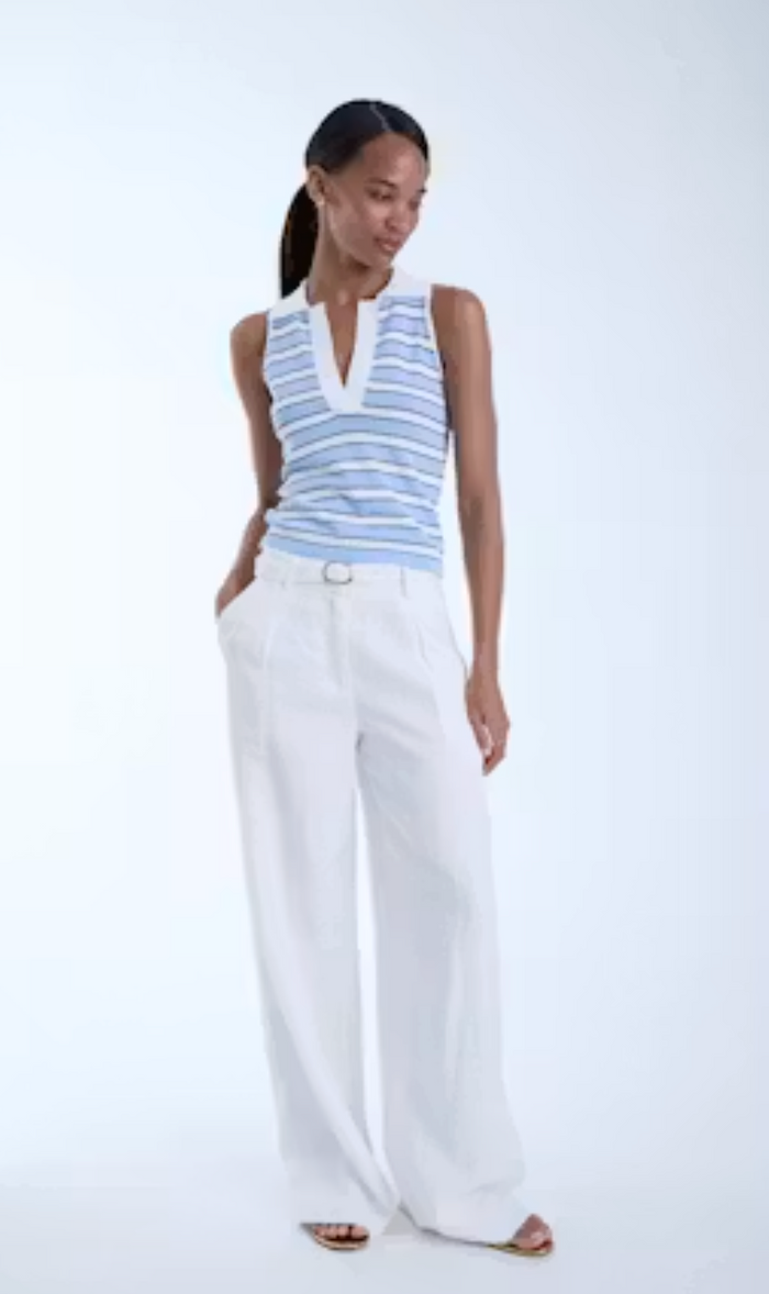 Kira Knit Sleeveless Top-Sky Stripe