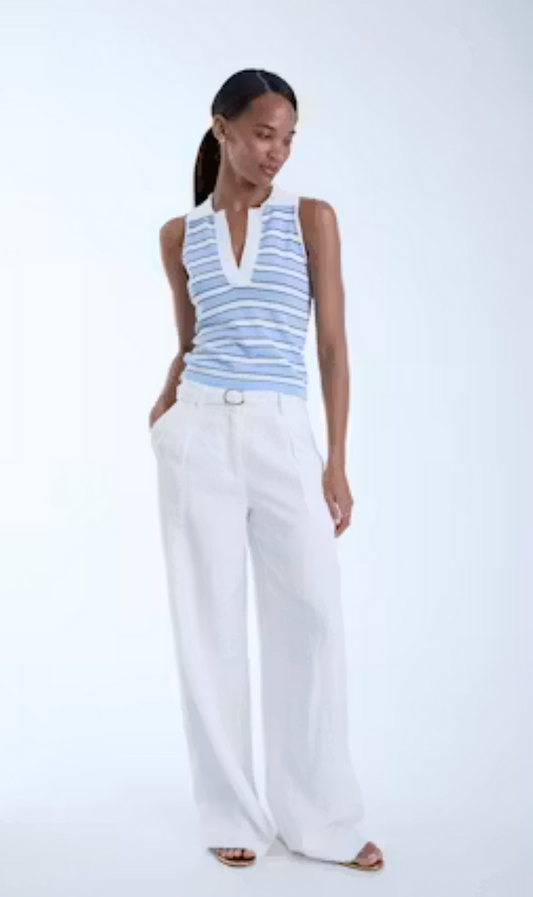 Kira Knit Sleeveless Top-Sky Stripe