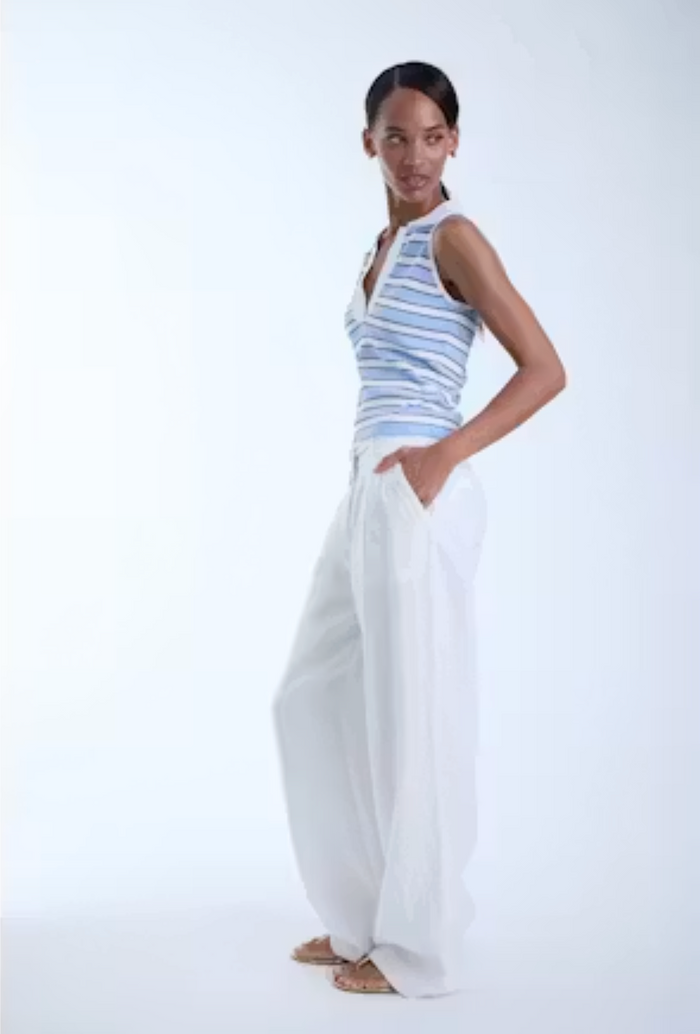Kira Knit Sleeveless Top-Sky Stripe