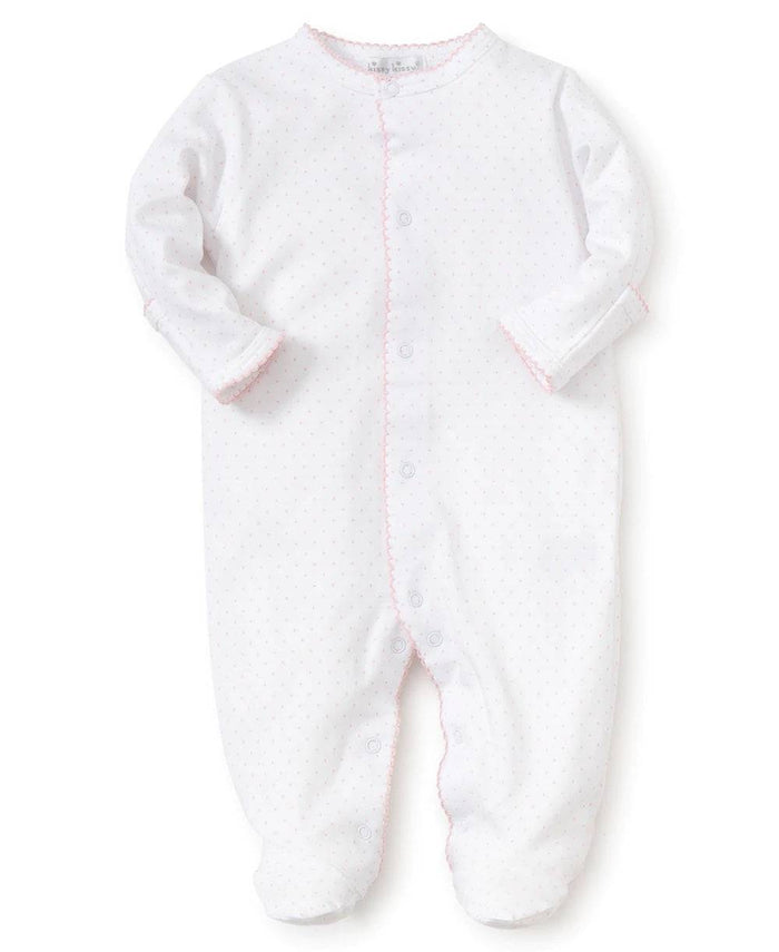 Kissy Kissy - Zip Footie - Kissy Dots- White/Pink - Findlay Rowe Designs