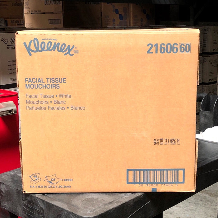 Kleenex 21606 White Facial Tissue, Pop-Up Box, 2-Ply, 125 Sheets/Box, 48 Boxes/Carton