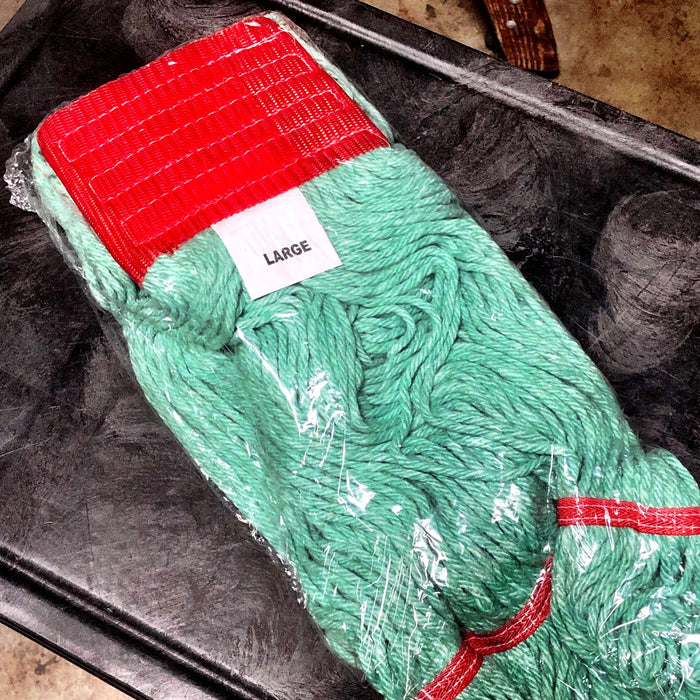 LARGE GREEN BLEND MOP W/ 5" BAND, LOOPED & BANDED