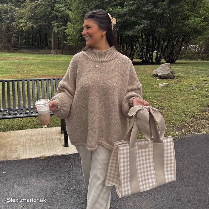 Latte Gingham Bow Jelly Tote Bag  | Case-Mate