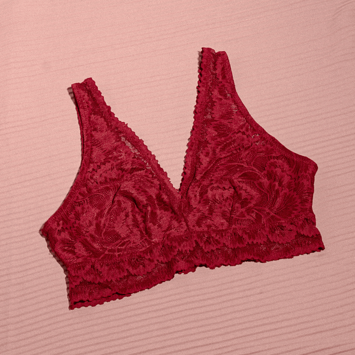 red bralette
