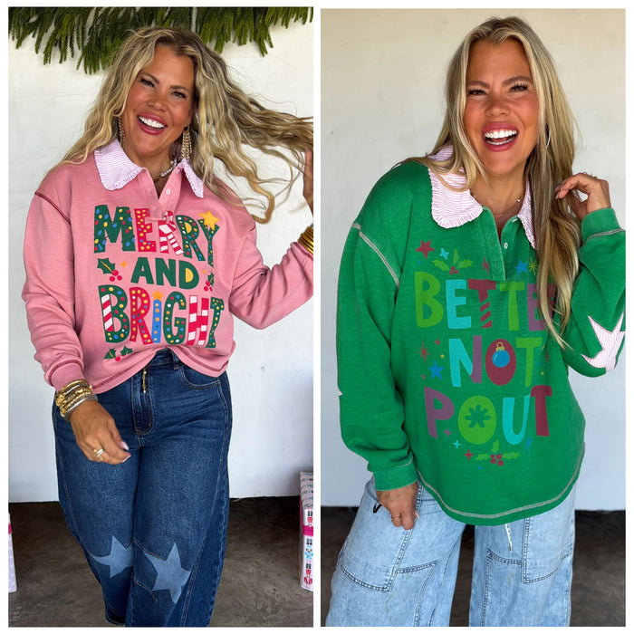 LIMITED STOCK // PREORDER: Making Spirits Bright Collared Pullover // ETA Oct - early Nov