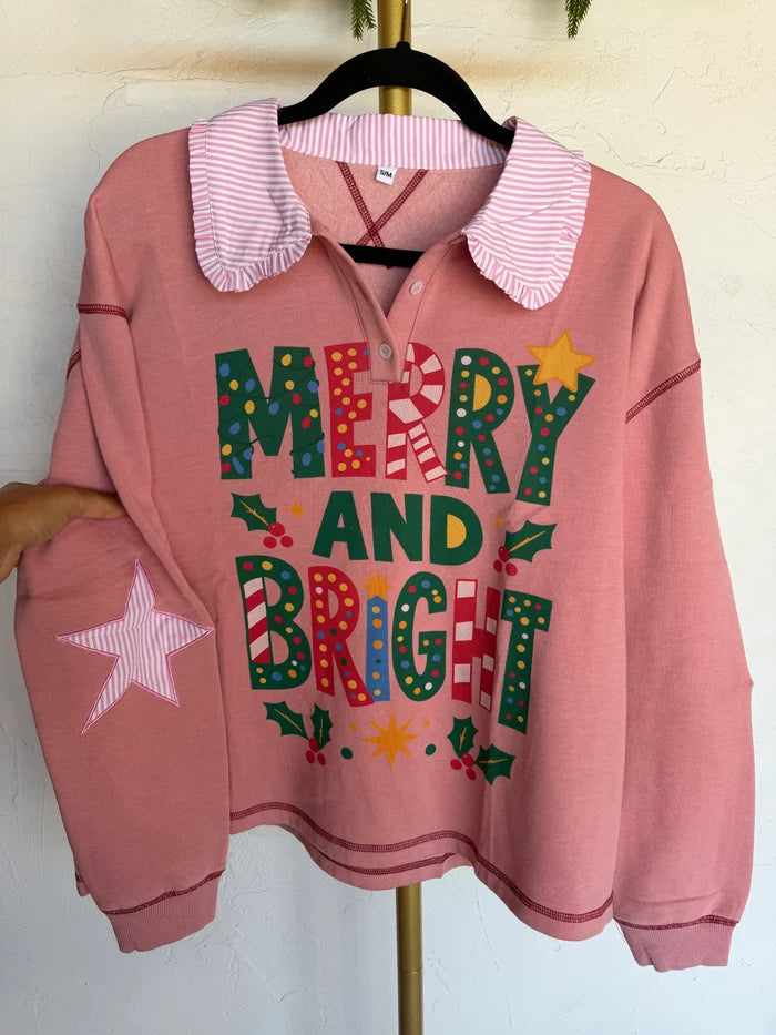 LIMITED STOCK // PREORDER: Making Spirits Bright Collared Pullover // ETA Oct - early Nov