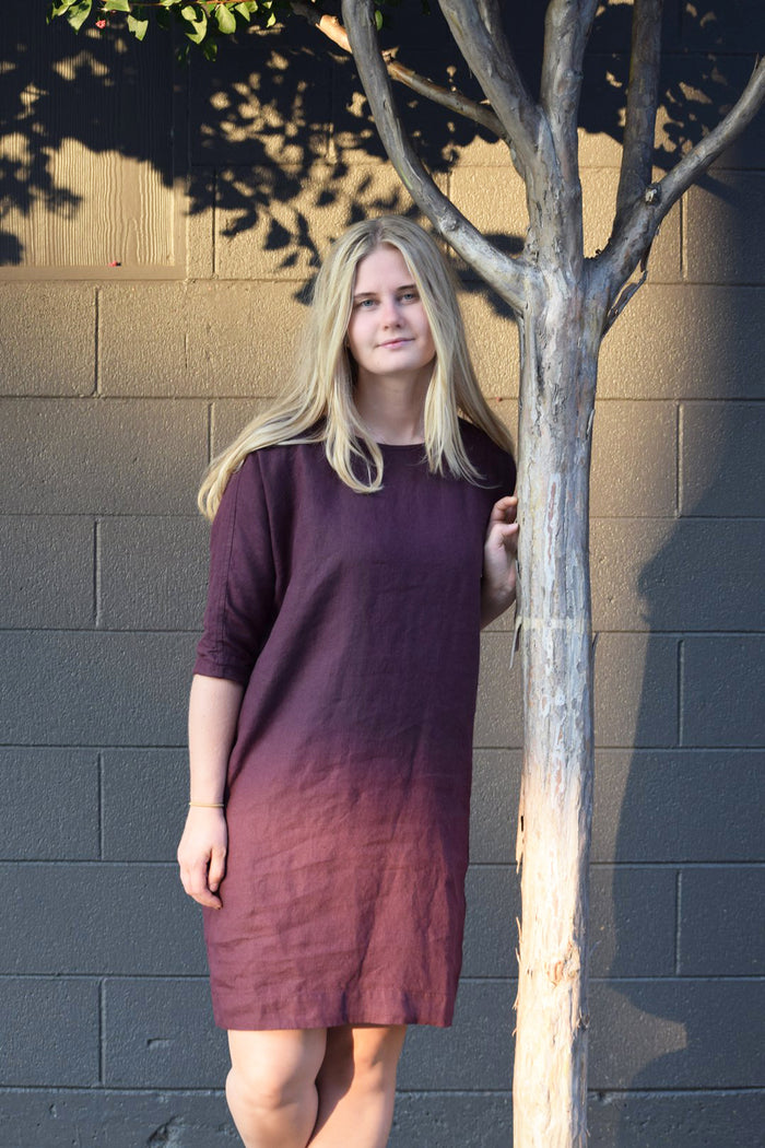 Linen November Tunic Dress Eggplant